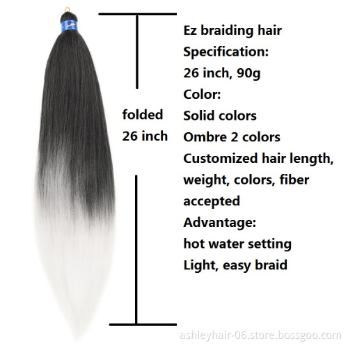26Inch 90G Private Label Yaki Hair Easy Braid Extension Braids Prestrech Prestretched Pre Stretched Synthetic Braiding Hair